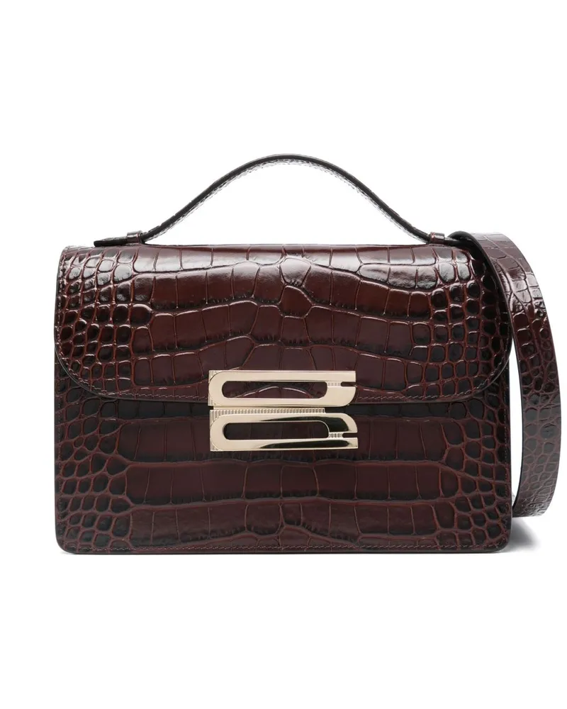 Victoria Beckham Schultertasche mit Kroko-Effekt - Braun Braun