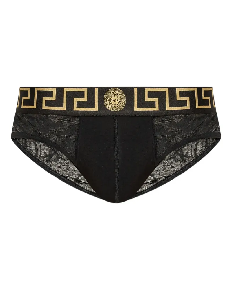 Versace Slip aus Greca-Spitze - Schwarz Schwarz