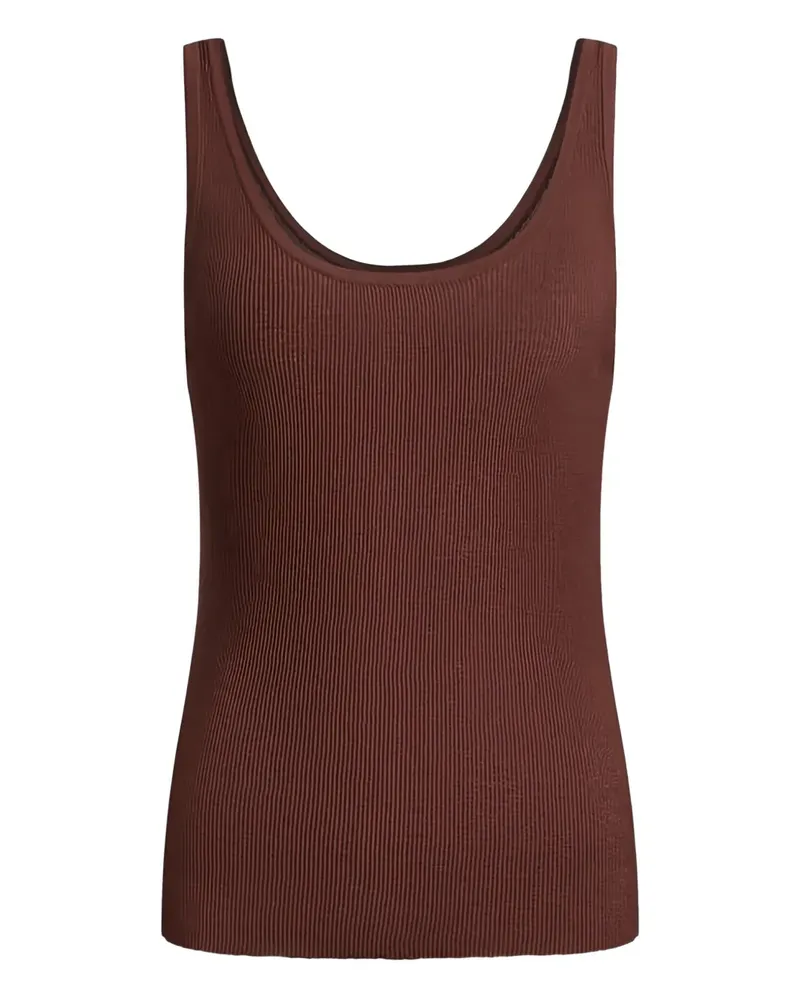 12 STOREEZ Geripptes Trägershirt - Braun Braun