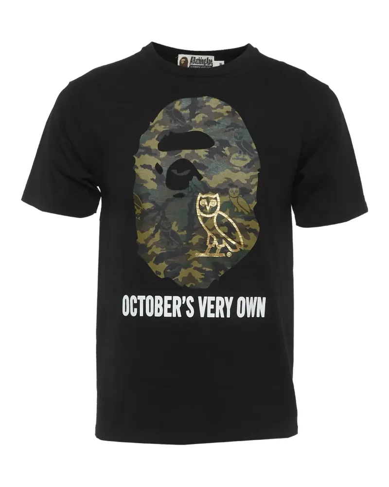 BAPE x OVO Woodland Camo Ape Head T-Shirt - Schwarz Schwarz