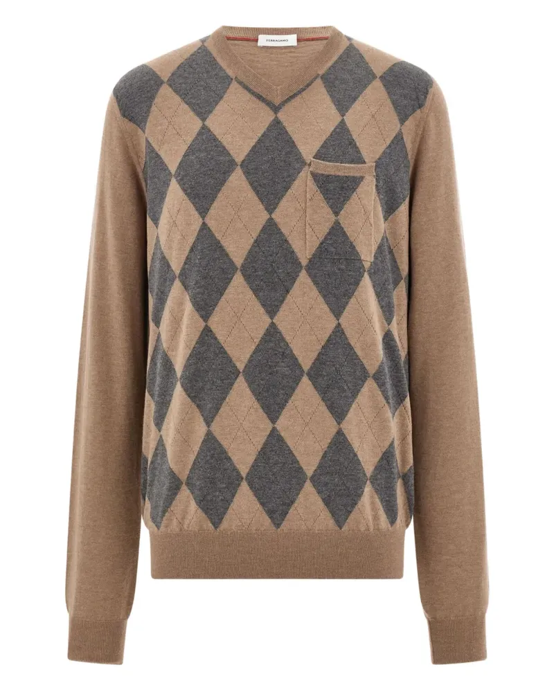 Ferragamo Pullover mit V-Ausschnitt - Nude Nude