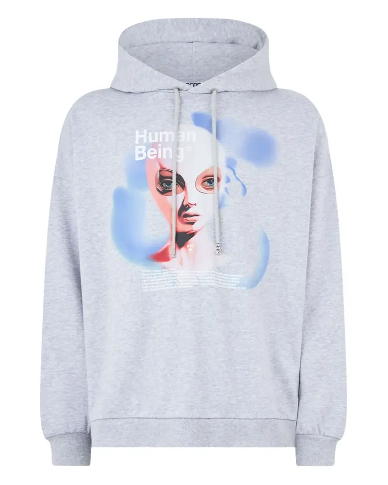 GCDS Hoodie mit grafischem Print - Grau Grau