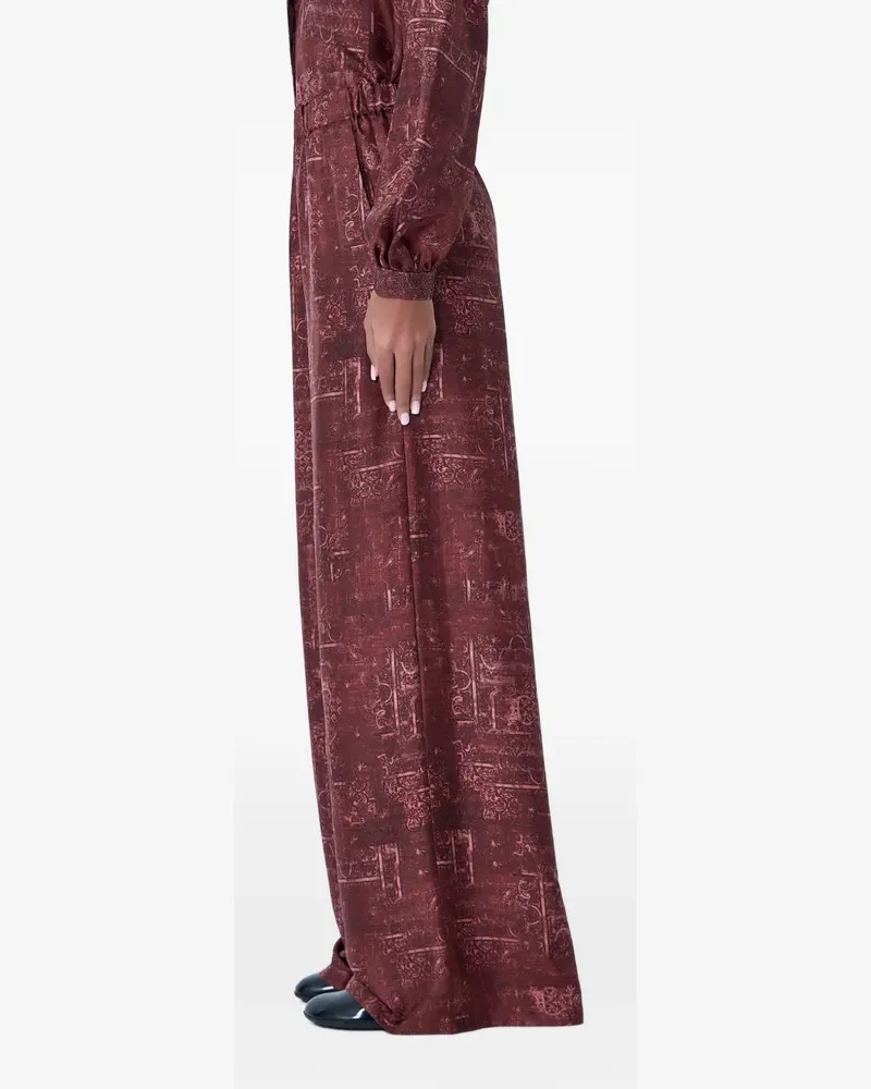 Max Mara printed silk trousers - Rot Rot