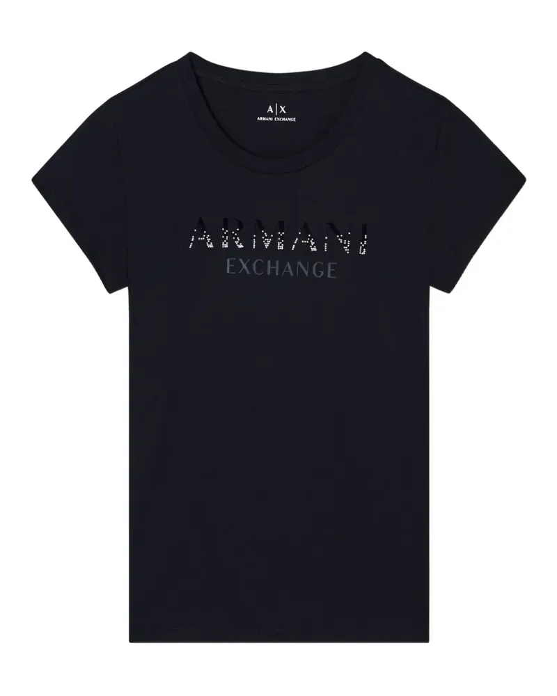 Armani Exchange rhinestone-embellished logo-print T-shirt - Schwarz Schwarz