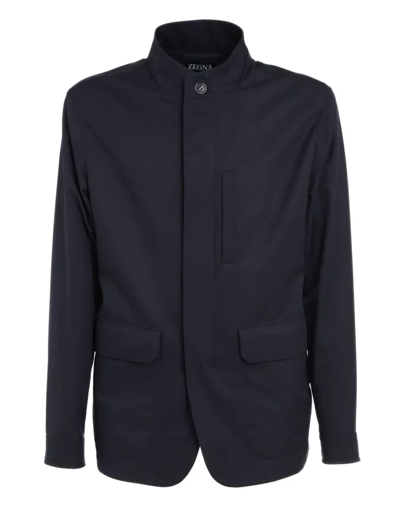 Ermenegildo Zegna Stehkragen-Jacke mit aufgesetzten Taschen - Blau Blau