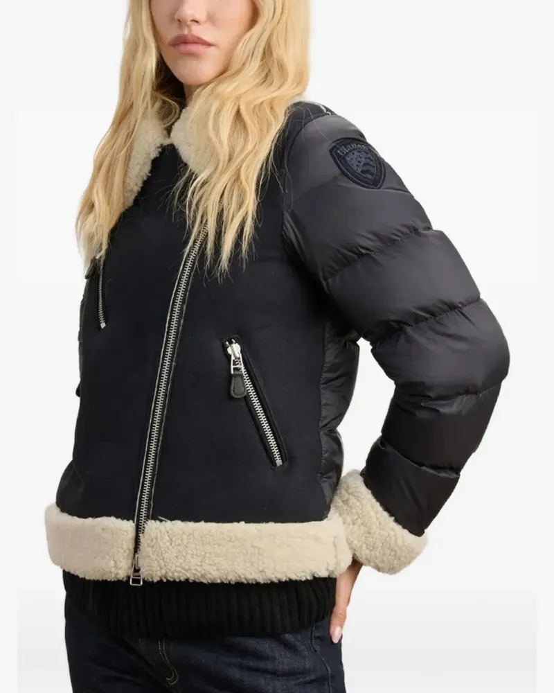 Blauer Candor shearling-trim puffer-sleeve jacket - Schwarz Schwarz