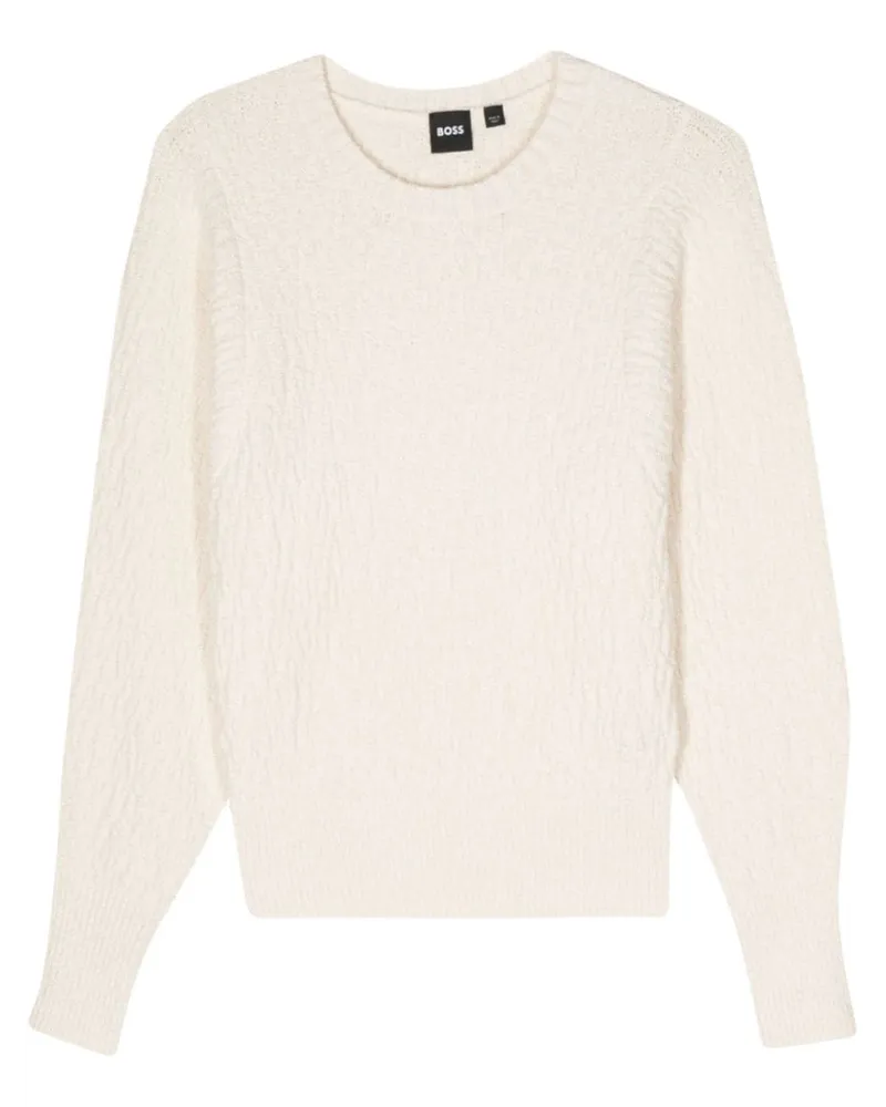 HUGO BOSS Grob gestrickter Pullover - Nude Nude