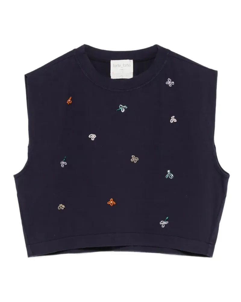 forte_forte T-Shirt mit Stickerei - Blau Blau
