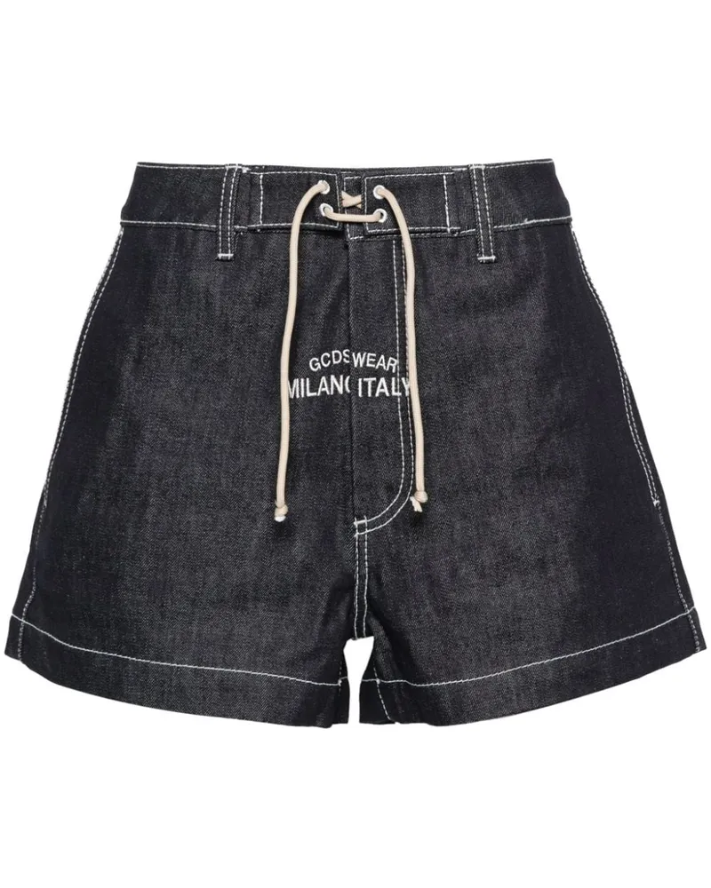 GCDS Jeans-Shorts mit Logo-Stickerei Blau