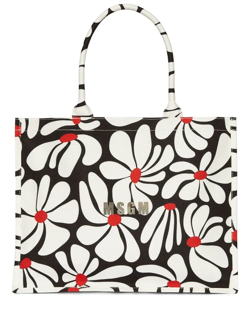 MSGM Shopper mit Blumen-Print - Schwarz Schwarz
