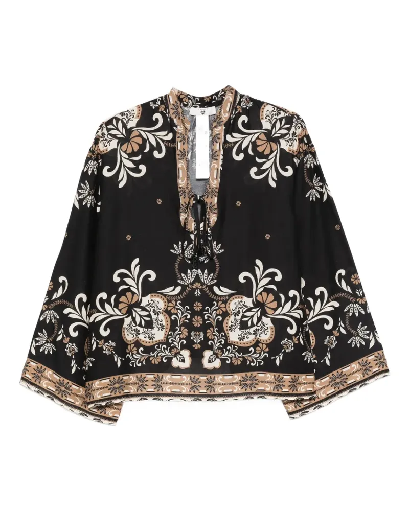 Twin-Set Bluse mit Blumen-Print - Schwarz Schwarz