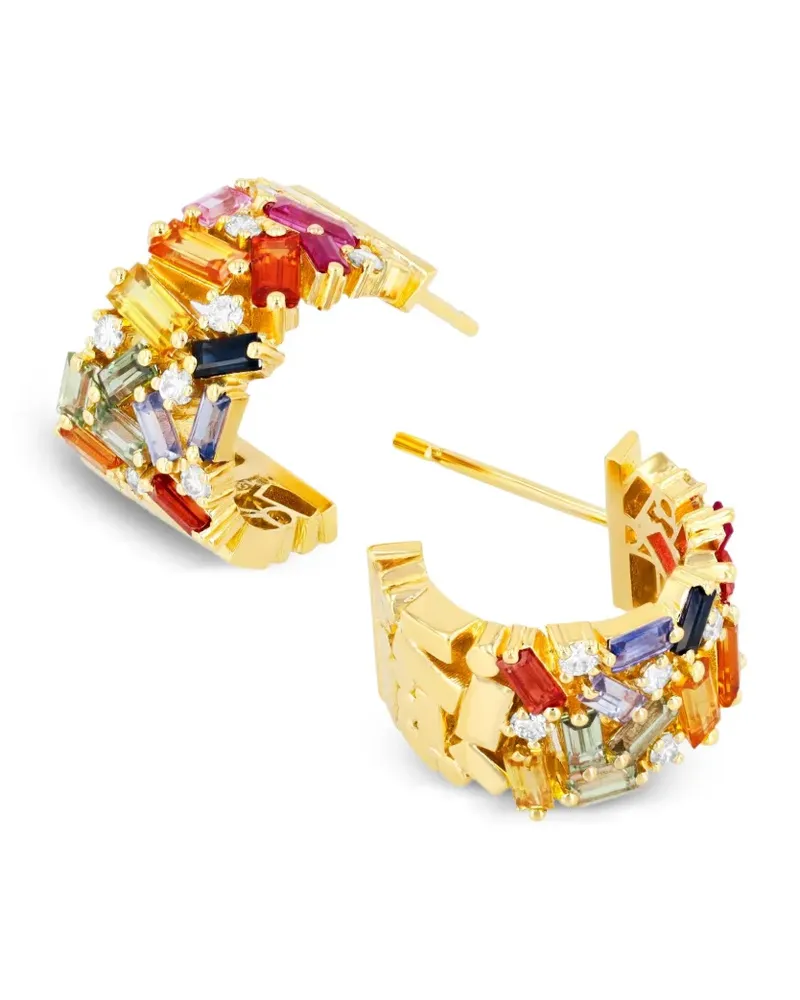 Suzanne Kalan 18kt Frenzy Gelbgoldcreolen mit Saphir in Regenbogenform Gold