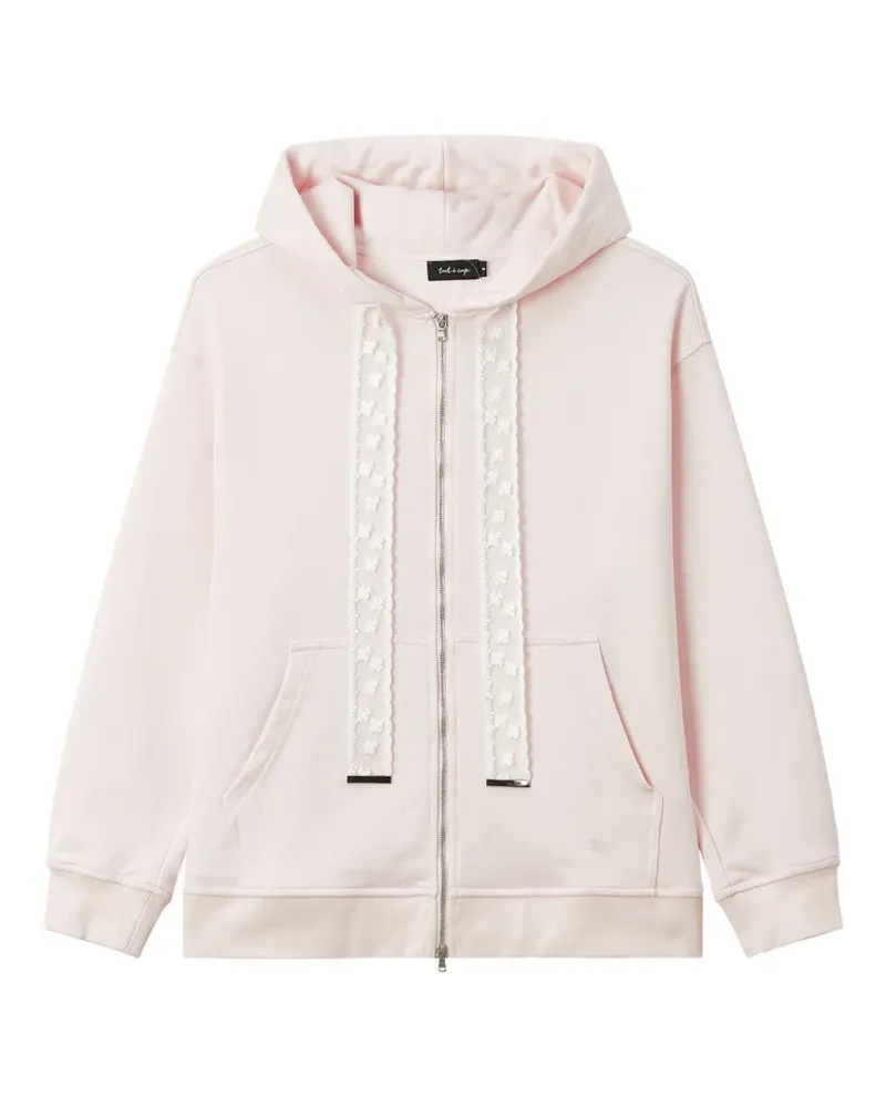 Tout a Coup lace-trim zip-up hoodie - Rosa Rosa