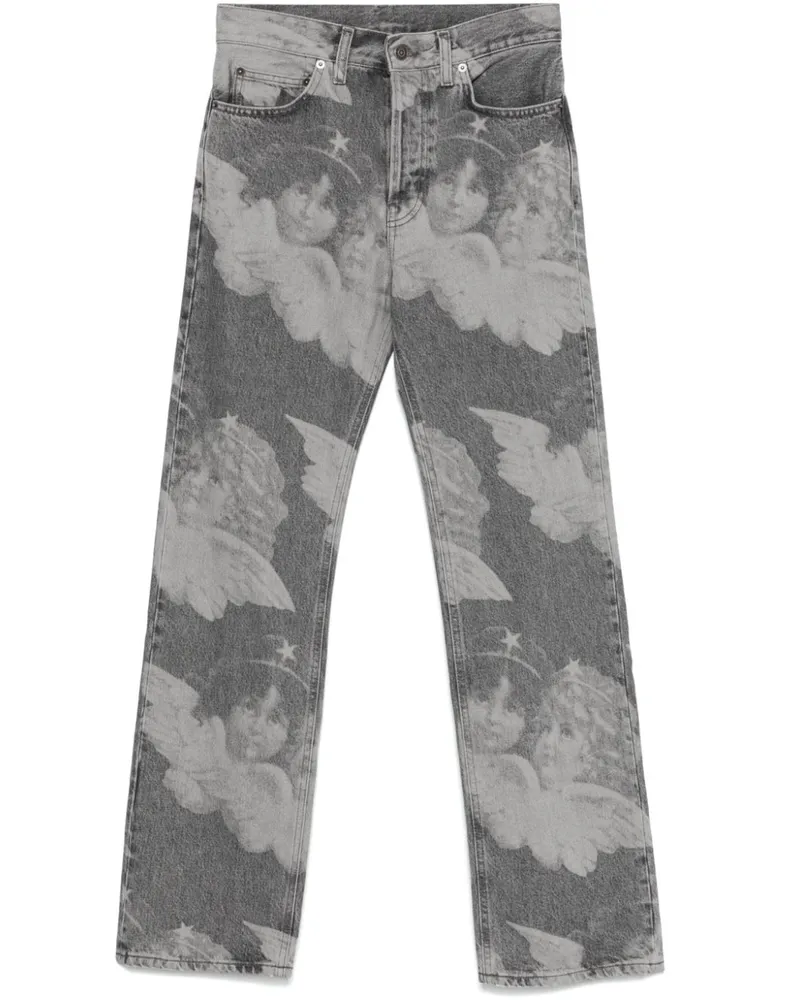 Fiorucci Straight-Leg-Jeans mit Engel-Print - Grau Grau