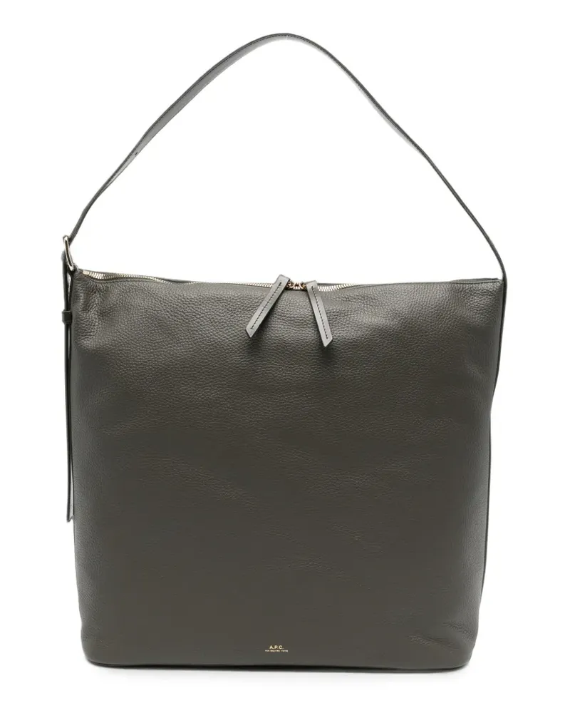 A.P.C. Maxi Vera Schultertasche aus gekörntem Leder - Grau Grau
