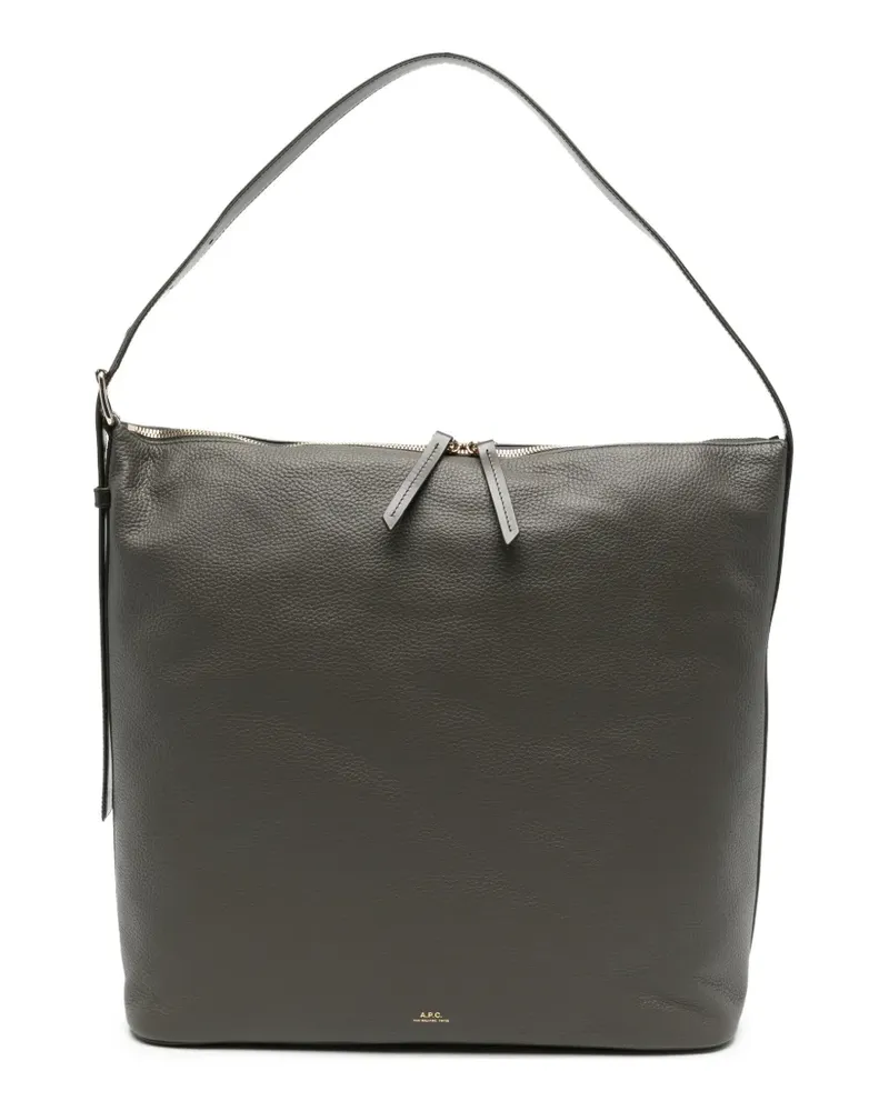 A.P.C. Maxi Vera Schultertasche aus gekörntem Leder - Grau Grau