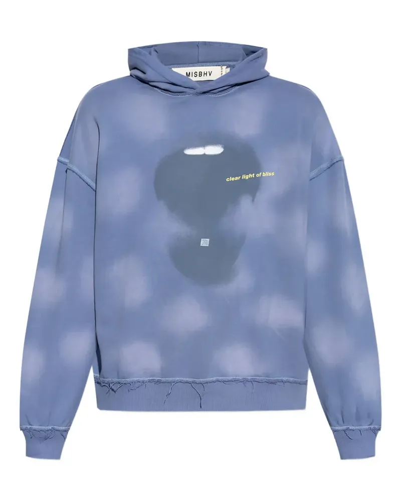 MISBHV Ausgefranster Hoodie mit Wolken-Print - Blau Blau