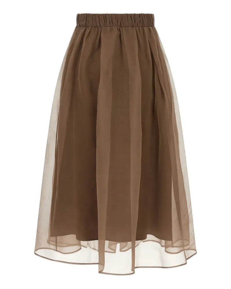 Brunello Cucinelli Circle pleated silk midi skirt - Braun Braun