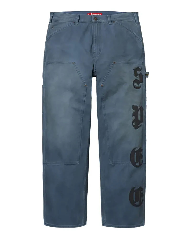 Supreme Being Double-Knee-Hose mit Lederapplikation - Blau Blau