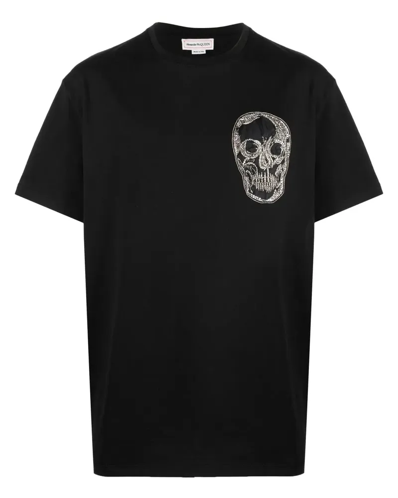 Alexander McQueen T-Shirt mit aufgesticktem Totenkopf - Schwarz Schwarz