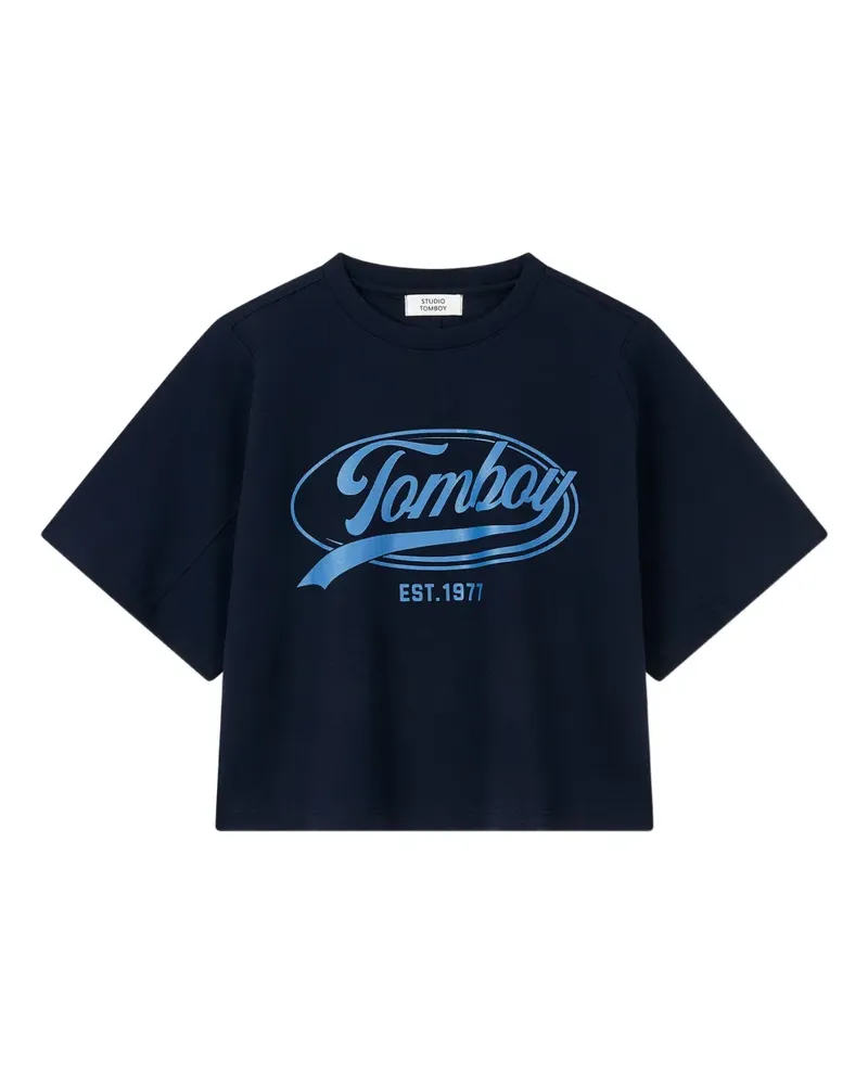 STUDIO TOMBOY Cropped-T-Shirt mit grafischem Logo - Schwarz Schwarz