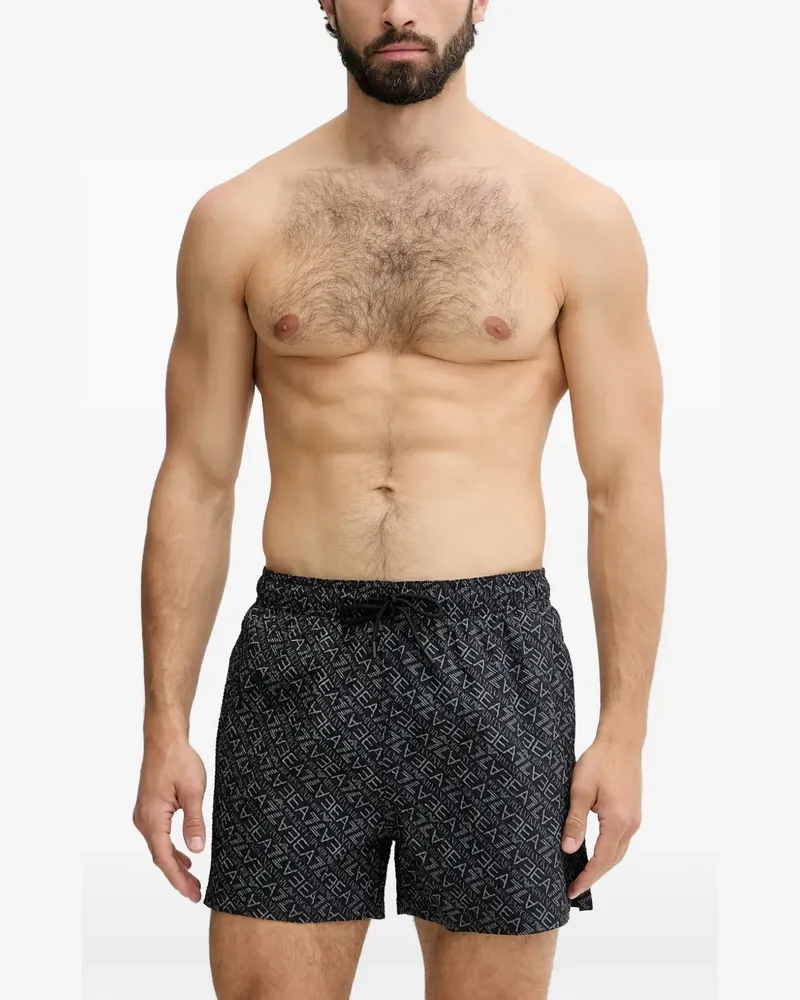 EA7 logo-print drawstring swim shorts - Schwarz Schwarz