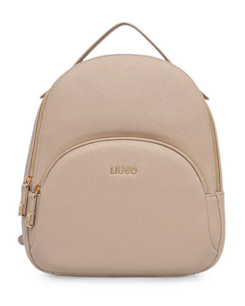 Liu Jo grained logo-plaque backpack - Nude Nude