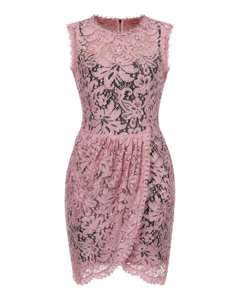 Dolce & Gabbana Drapiertes Minikleid mit Blumenspitze - Rosa Rosa