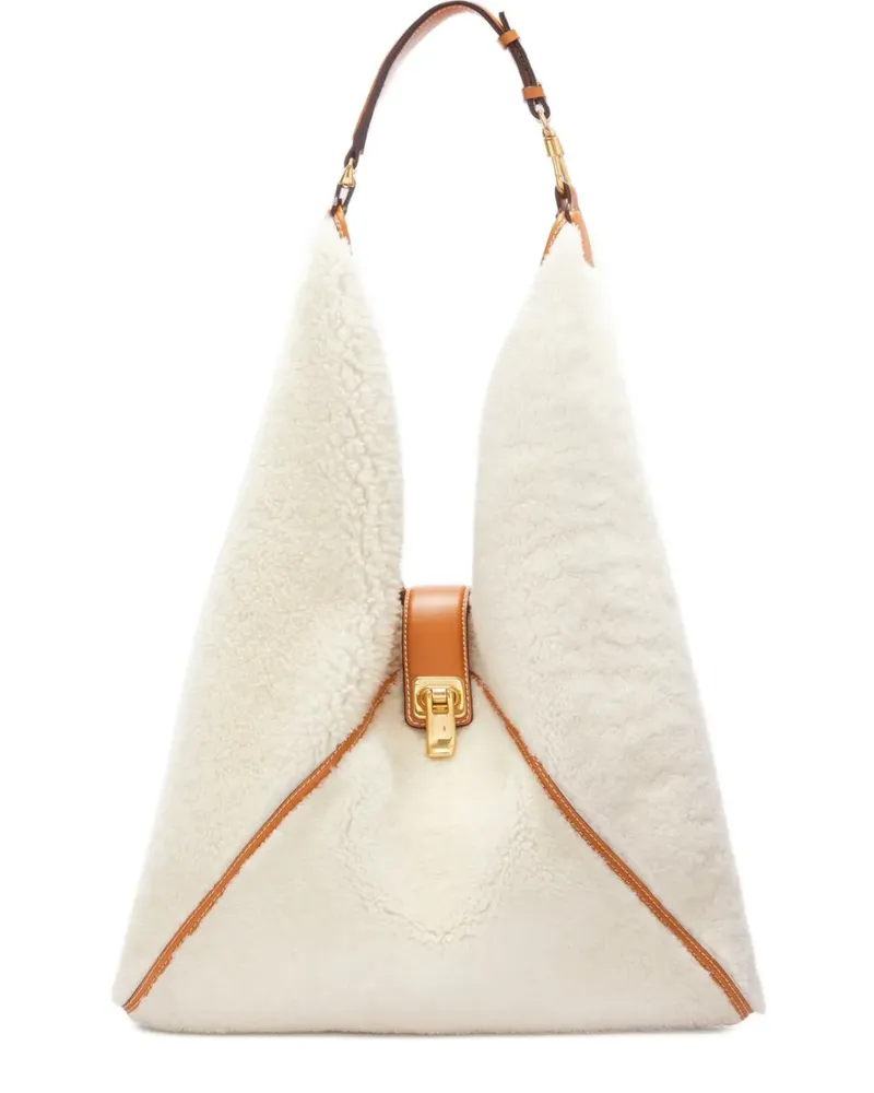 Ermanno Scervino Große Dudu Schultertasche aus Shearling - Nude Nude