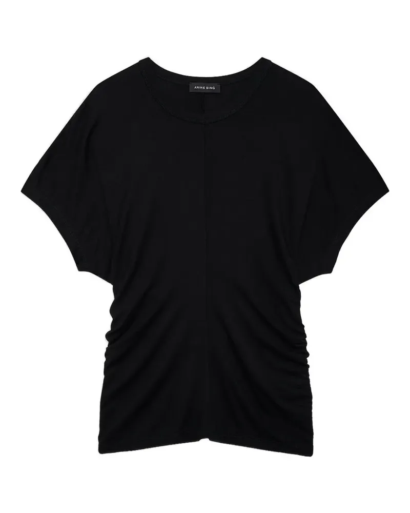 Anine Bing Drapiertes T-Shirt - Schwarz Schwarz