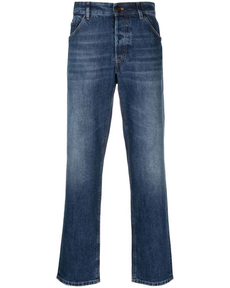 PT TORINO logo-patch straight-leg jeans Blau