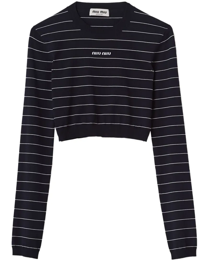 Miu Miu Gestreifter Cropped-Pullover - Blau Blau