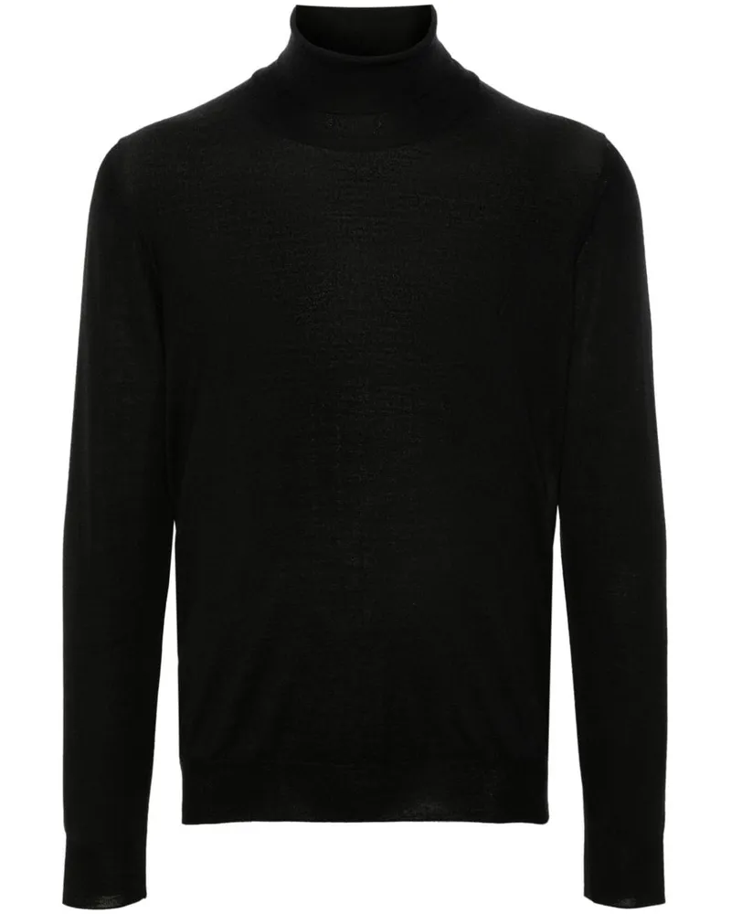 Tagliatore Fein gerippter Mike Pullover - Schwarz Schwarz