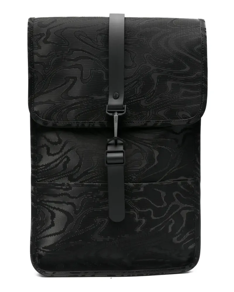RAINS swirl-print buckle-fastening backpack - Schwarz Schwarz
