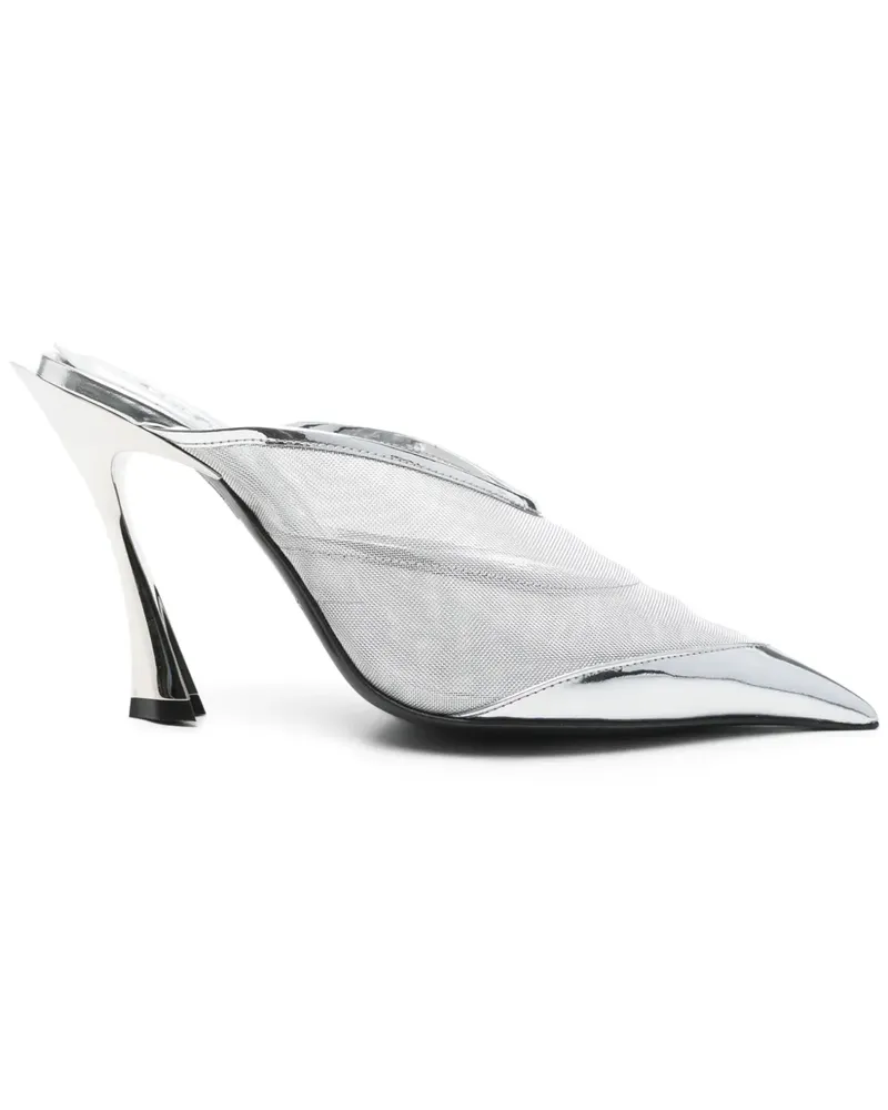 Thierry Mugler Fang Mules 95mm - Silber Silber