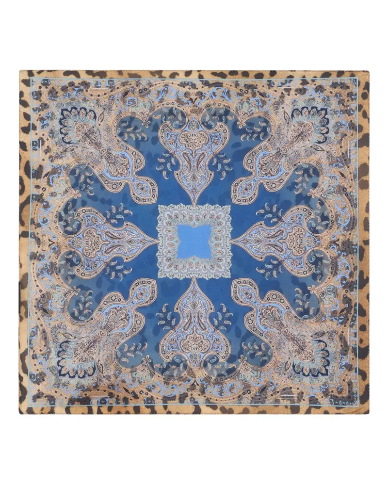 Etro Paisley-Einstecktuch aus Seide mit Animal-Print - Blau Blau