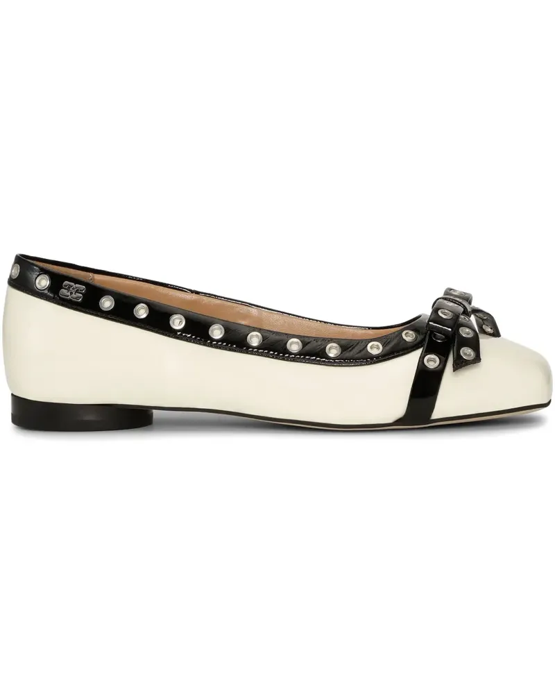 Ganni Ballerinas mit Ösendetail und Schleifendetail - Weiß Weiß