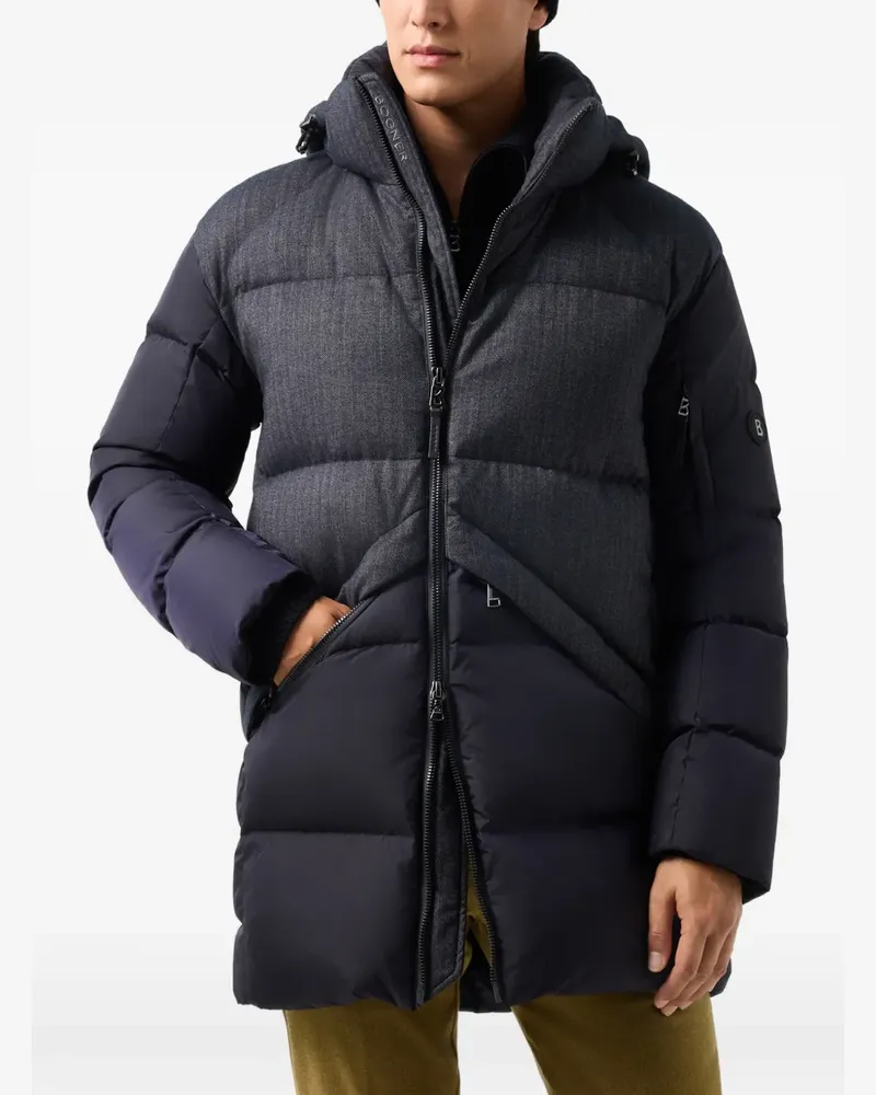 Bogner Jones herringbone-panel quilted down coat - Blau Blau