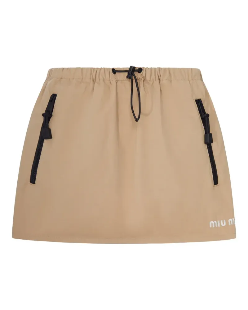 Miu Miu drawstring cotton-gabardine miniskirt - Nude Nude