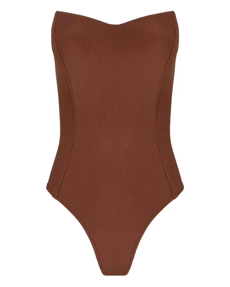Lenny Niemeyer Gerippter Bandeau-Badeanzug - Braun Braun