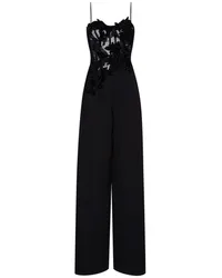 Oscar de la Renta Peony Guipure-Jumpsuit aus Samt Schwarz