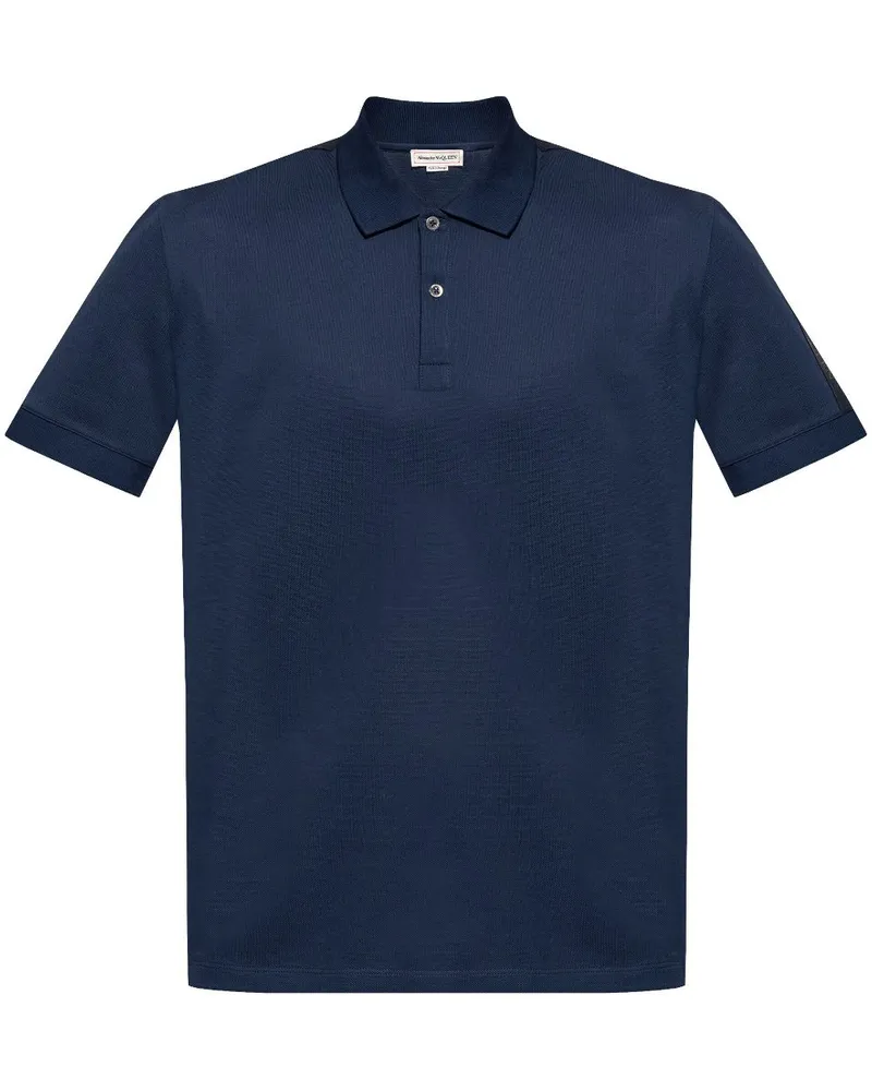 Alexander McQueen Poloshirt mit Logo-Streifen - Blau Blau