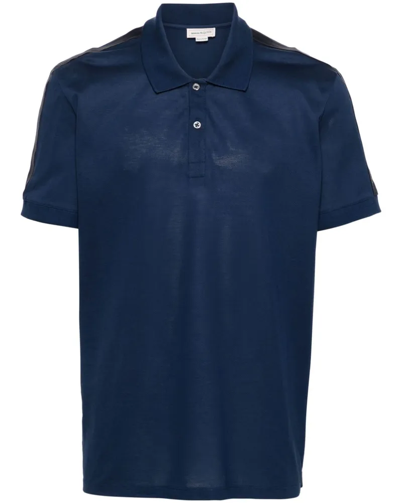Alexander McQueen Poloshirt mit Logo-Streifen - Blau Blau