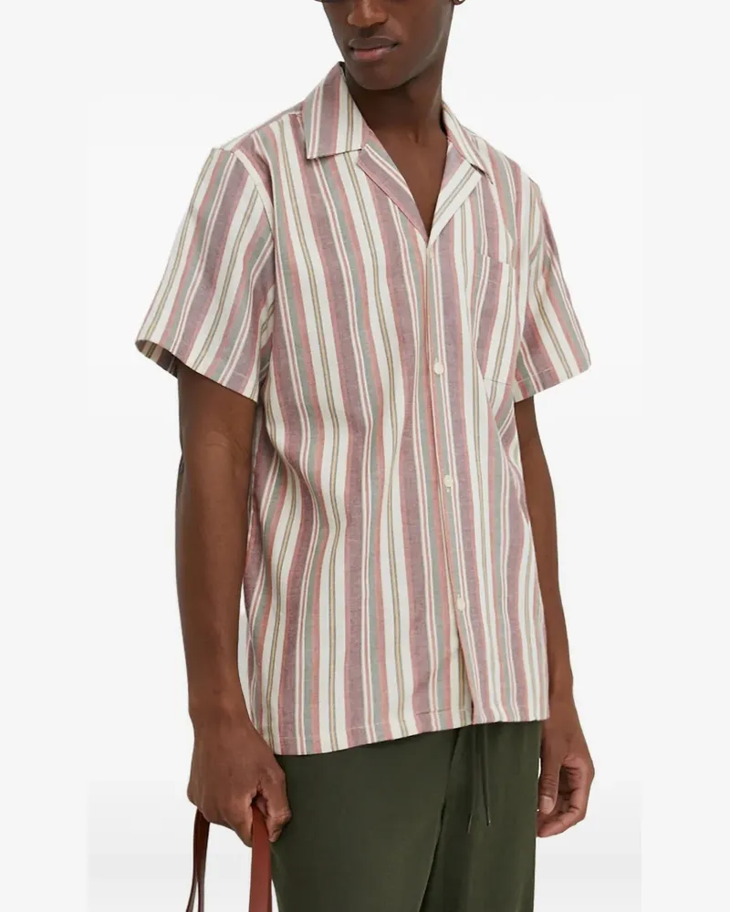 LES DEUX striped-pattern short-sleeve shirt - Rosa Rosa