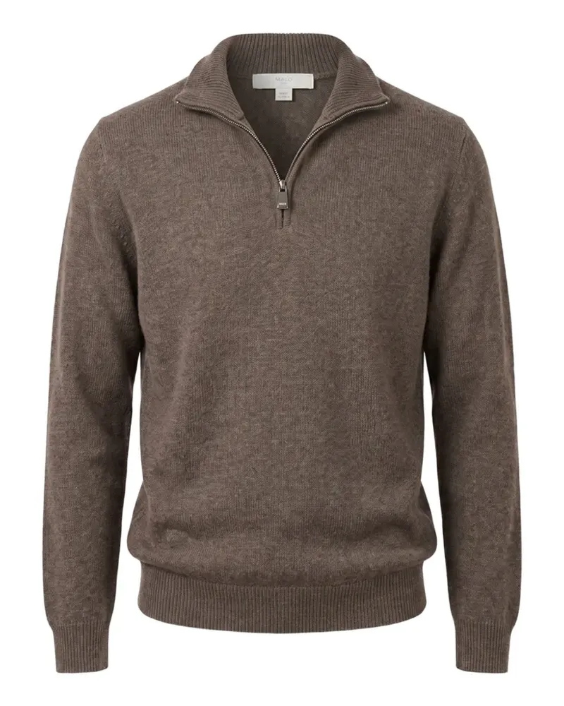 Malo Pullover mit kurzem Reißverschluss - Braun Braun