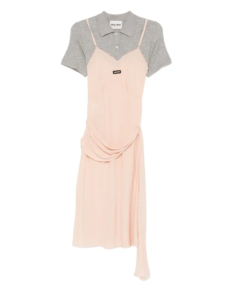 Miu Miu Midikleid mit Wellenkante - Rosa Rosa