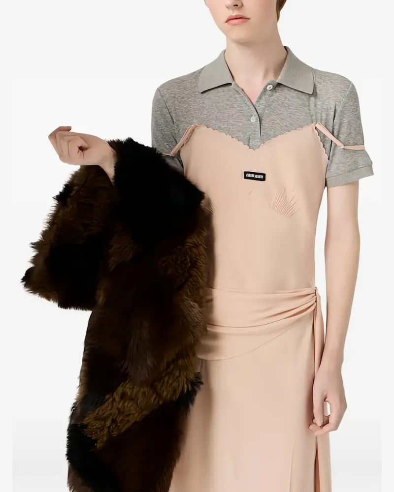 Miu Miu Midikleid mit Wellenkante - Rosa Rosa