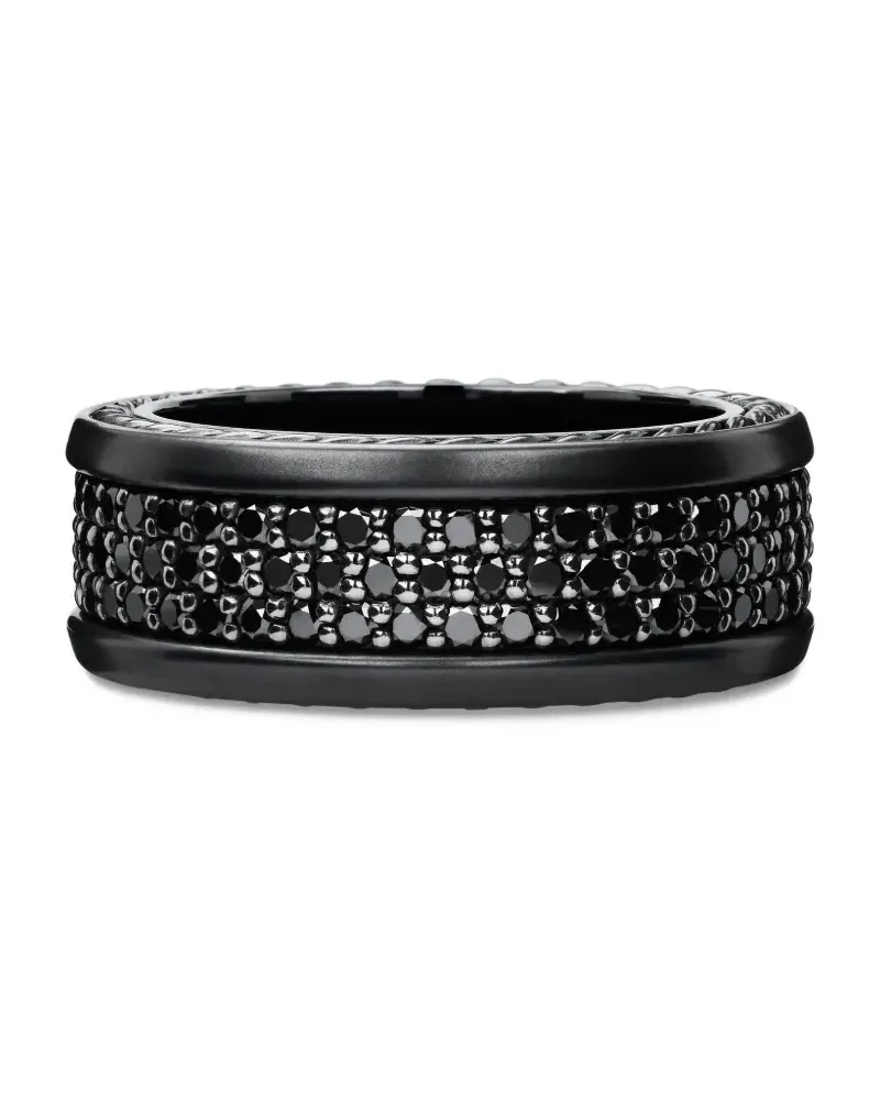 David Yurman Streamline Three Row Sterlingsilberring mit Diamant 5mm - Schwarz Schwarz