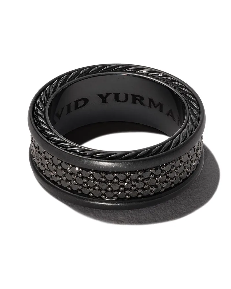 David Yurman Streamline Three Row Sterlingsilberring mit Diamant 5mm - Schwarz Schwarz
