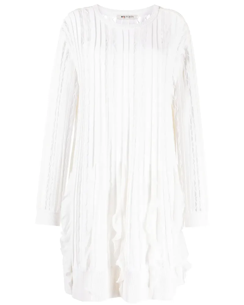Ports 1961 Langärmeliges Strickkleid - Weiß Weiß